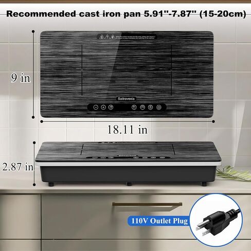 Double Induction Cooktop, 1800W Portable Electric Stove, 18 Inch Sensor Touch Electric Cooker Hot Plate, 5.91" Heating Coil, Child Lock, 8 Power Levels, 110v Outlet Plug with Glass Surface in Saudi Arabia