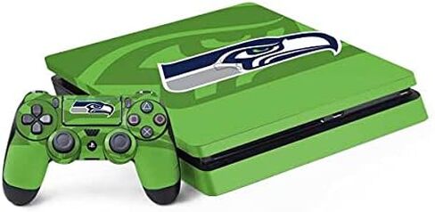 Skinit Decal Gaming Skin Compatible with PS4 Slim Bundle - Officially Licensed NFL Seattle Seahawks Double Vision Design in Kuwait