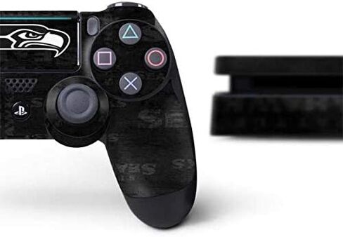Skinit Decal Gaming Skin Compatible with PS4 Slim Bundle - Officially Licensed NFL Seattle Seahawks Double Vision Design in Kuwait