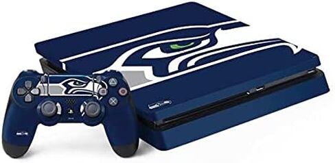 Skinit Decal Gaming Skin Compatible with PS4 Slim Bundle - Officially Licensed NFL Seattle Seahawks Double Vision Design in Kuwait