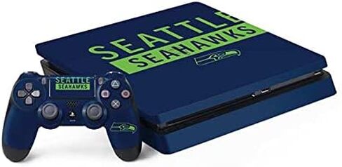 Skinit Decal Gaming Skin Compatible with PS4 Slim Bundle - Officially Licensed NFL Seattle Seahawks Double Vision Design in Kuwait