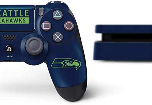 Skinit Decal Gaming Skin Compatible with PS4 Slim Bundle - Officially Licensed NFL Seattle Seahawks Double Vision Design in Kuwait