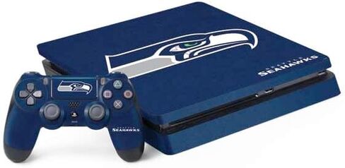 Skinit Decal Gaming Skin Compatible with PS4 Slim Bundle - Officially Licensed NFL Seattle Seahawks Double Vision Design in Kuwait