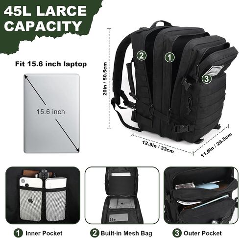 Military Tactical Backpack for Men Army 3 Day Assault Pack Outdoors Hiking Treeking Rucksack with Molle System in Saudi Arabia