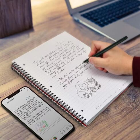 Smart Pen + 4Pack موضوع Notebookset （4Color） ، SmartPen المزامنة في الوقت الفعلي لرقمنة وتخزين ومشاركة الملاحظات الورقية ، استخدم مع تطبيق Ophaya Pro + ، متوافق مع Android و iOS in Saudi Arabia