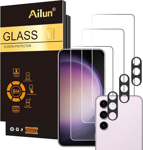 Ailun Glass Screen Protector for Galaxy A13 5G 3 Pack + 3 Pack Camera Lens Tempered Glass Fingerprint Unlock Compatible 0.33mm Ultra Clear Case Friendly in Kuwait