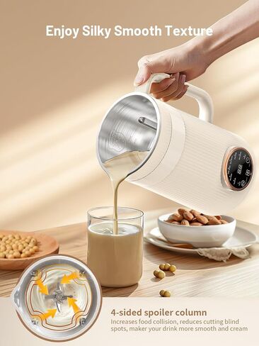 8 in 1 Automatic Nut Milk Maker,35oz Homemade Almond, Oat, Coconut, Plant Based Milks and Non Dairy Beverages, Soy Milk Machine with 10 Blades, 12 Hours Timer/Self-clean/Keep Warm/Boil Water in Saudi Arabia