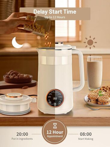 8 in 1 Automatic Nut Milk Maker,35oz Homemade Almond, Oat, Coconut, Plant Based Milks and Non Dairy Beverages, Soy Milk Machine with 10 Blades, 12 Hours Timer/Self-clean/Keep Warm/Boil Water in Saudi Arabia
