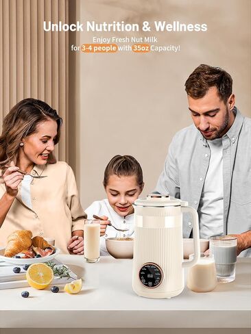 8 in 1 Automatic Nut Milk Maker,35oz Homemade Almond, Oat, Coconut, Plant Based Milks and Non Dairy Beverages, Soy Milk Machine with 10 Blades, 12 Hours Timer/Self-clean/Keep Warm/Boil Water in Saudi Arabia