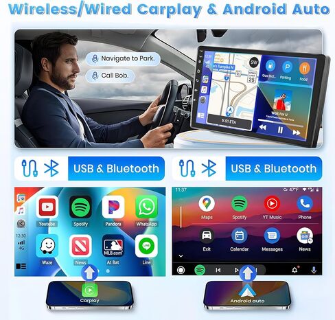 Roinvou 2+64G Android 13 CarPlay Stereo for 2000-2003 Toyota RAV4, Built-in Wireless CarPlay Radio with Android Auto, 9'' Touch Screen in-Dash GPS Navigation Support Mirror Link BT HiFi WiFi RDS SWC in Kuwait