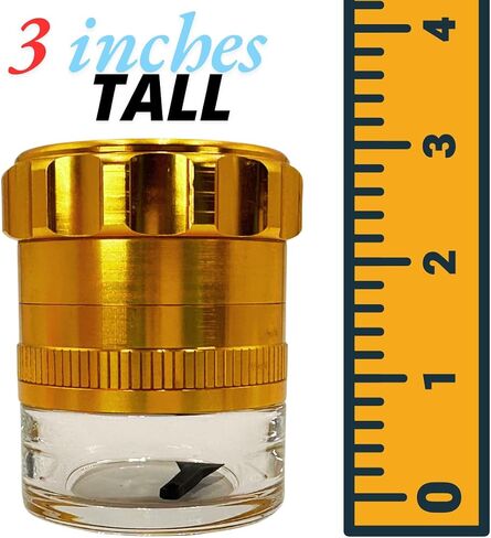 Spice Grinder. 2.5 inch herb grinder with jar attached. Jar offers a larger storage capacity. 3 layer design. Aluminum alloy with glass bottom. (NO Screen Catcher) in Saudi Arabia