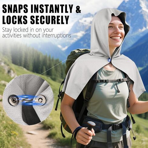 Cooling Hoodie Towel Magnetic Lock Towels for Neck and Face UV Protection, Moisture-Wicking for Camping Gym and Yoga in Saudi Arabia
