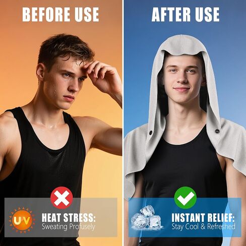 Cooling Hoodie Towel Magnetic Lock Towels for Neck and Face UV Protection, Moisture-Wicking for Camping Gym and Yoga in Saudi Arabia