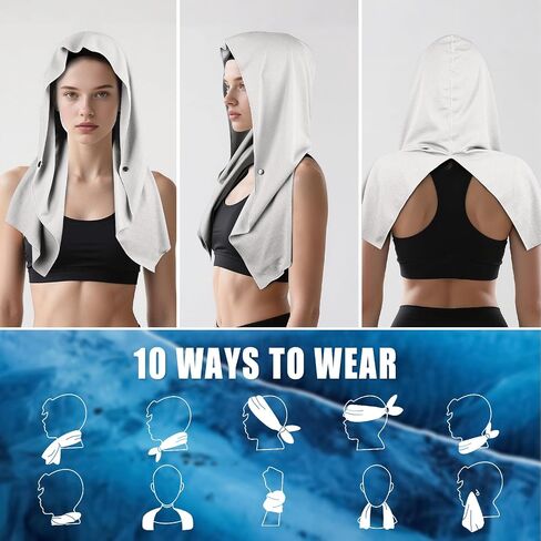 Cooling Hoodie Towel Magnetic Lock Towels for Neck and Face UV Protection, Moisture-Wicking for Camping Gym and Yoga in Saudi Arabia