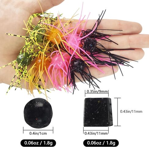 Silicone Soft Dice Fishing Lures with Multiple Tentacles, Handmade Slow Sink Bass Fishing Soft Plastic Baits for Drop Shot, Finesse, Wacky Rig in Saudi Arabia