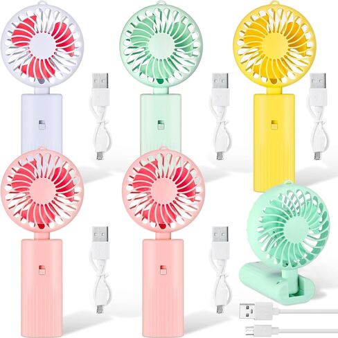 Woanger Mini Handheld Folding Fan Bulk USB Desk Fan Battery Operated Fans with Data Cable Hanging Foldable Desk Fan Small Rechargeable Pocket Fan Portable USB Electric Fan (20 Pcs) in Saudi Arabia