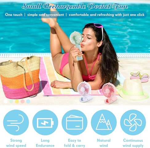 Woanger Mini Handheld Folding Fan Bulk USB Desk Fan Battery Operated Fans with Data Cable Hanging Foldable Desk Fan Small Rechargeable Pocket Fan Portable USB Electric Fan (20 Pcs) in Saudi Arabia
