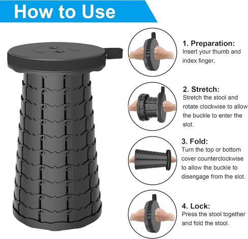 2025 Upgraded Taller 52cm Collapsible Stool with Cushion,Portable Seat,Telescoping Stools,Adujstable Camping Folding Chair for Adults,Maximum Loading 550Ib for Garden Travel Fishing BBQ in Saudi Arabia