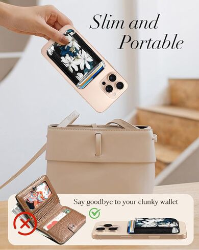 شوروجيت متوافق مع محفظة Magsafe - لنباتات البحر من الجلد المغناطيسي للنساء للبنات لجهاز iPhone 16/15/14/13/12 Series Wallet Crite Aealthetic Card With With Fit 7 Cards in Kuwait