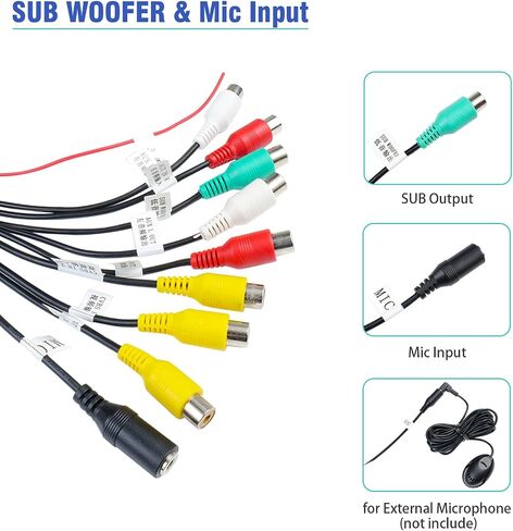Jayubien ستيريو سيارة أندرويد 20Pin RCA سلك تسخير محول مع 8 أنثى راديو RCA موصل فيديو CVBS AUX SUB MIC التوصيل الجمعية in Saudi Arabia
