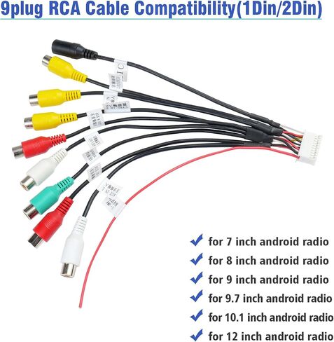 Jayubien ستيريو سيارة أندرويد 20Pin RCA سلك تسخير محول مع 8 أنثى راديو RCA موصل فيديو CVBS AUX SUB MIC التوصيل الجمعية in Saudi Arabia