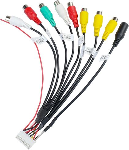 Jayubien ستيريو سيارة أندرويد 20Pin RCA سلك تسخير محول مع 8 أنثى راديو RCA موصل فيديو CVBS AUX SUB MIC التوصيل الجمعية in Saudi Arabia