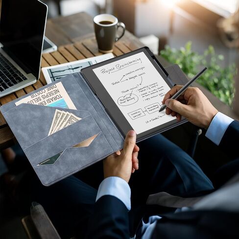 حافظة CoBak Premium من جلد البولي يوريثان لجهاز Kindle Scribe 3rd Gen 2025 مقاس 11 بوصة، Kindle Scribe Colorsoft، TouchPad D10، غطاء فوليو مع حامل قلم، نوم/تنبيه تلقائي، فتحات للبطاقات ومجلدات الملفات، ليست رائعة in Kuwait