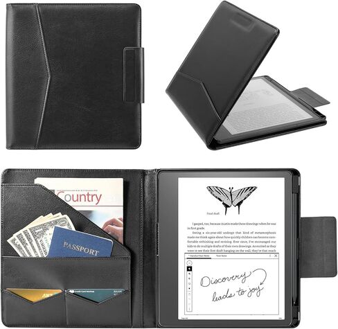 COBAK PREMIUM PU LEATHER CASE لـ Kindle Scribe 10.2 "، Touchpad D10 ، Boox Note Air 6 ، غطاء الورقة مع حامل القلم ، النوم التلقائي/الاستيقاظ ، فتحات البطاقات ومجلدات الملفات للأعمال التجارية ، وليس لبراعة in Kuwait
