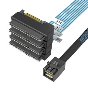 SFF-8643 to SFF-8643 SAS Cable (2Pack 1M/3.28FT) 12Gbps 90-Degree Left-Angle Shielded Host-to-Host Direct-Attach Cable for Servers, RAID Controllers