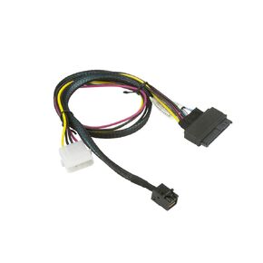 MITXPC Supermicro CBL-SAST-0957 MINISAS HD إلى U.2 مع كابل موصل الطاقة 4 دبوس ، 55 سم