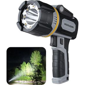 Rechargeable Spotlight 1200 Lumens, Super Bright LED Spotlight Flashlight Outdoor with COB Light & Foldable Stand, 3600 mAh Long Lasting Large Handheld Spot Light for Boating Camping