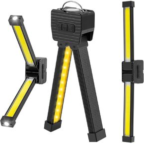 Gym Lamp, Portable Posing Lamp Magnetic LED Flashlight 7th Gear Dimming with Hanging Hook 180° Folding Gym Light (Black)