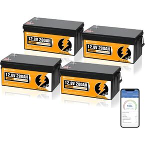 ECO-WORTHY 12V 280Ah 2 Pack LiFePO4 Lithium Battery with Bluetooth, Low Temp Protection, Built-in 200A BMS, 3584Wh Energy. Perfect for Off-Grid, RV, Solar System, Camper, Travel Trailer, Backup System