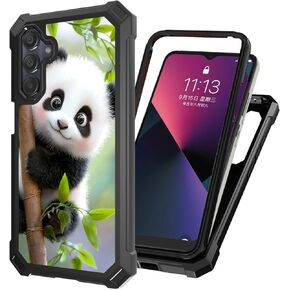for Samsung Galaxy A36 5G Phone Case with Tempered Glass Screen Protector - Military Grade Shockproof Dual Layer Protection for Style-Conscious Men and Women, Frog Sitting on Mushroom