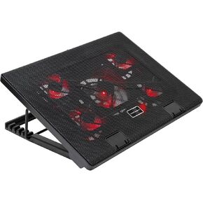 لوحة تبريد الكمبيوتر المحمول MNBC2 (حتى 17.3 بوصة ، 5 مراوح ، LED الأحمر ، 2x USB 2.0 ، أسود)