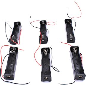 Aliotech 3.7v 18650 Battery Holder 18650 DIY Battery Storage Box Case Holder 18650 Button Top Single Battery Wire Lead Battery Storage Box Holder Case(6 Pack)