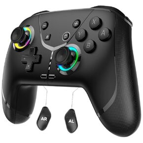 Wireless Switch Controller for Switch/Lite/OLED/iPhone/Mac/iPad/iOS/Android/Phone/PC/Steam/TV,Bluetooth controllers with Macro/ 4Vibration/Turbo/Vibration/800mAh Battery/RGB LEDs