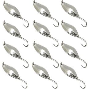 12 Pcs Fishing Fishing Spoons, Hard Lure Micro Spoon Trout Lures Bass Lures Hard Metal Spinner Baits for Salmon Bass Trout, 2.5G