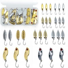 28pcs Spoon Fishing Lures Set with Hooks, Hard Metal Trout Spoons & ice Fishing Spoons for Salmon, bass, and Saltwater Fishin