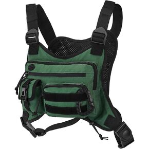 Tactical Chest Bag for Men, Running Vest Lightweight Adjustable EDC Sport Front Chest Pack Extra Storage Pouch for Workouts Cycling Hiking Outdoor