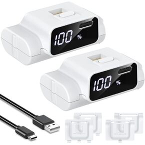 yuanhot [عرض LED] حزمة بطارية قابلة لإعادة الشحن لسلسلة Xbox Series X/S/One/Elite ، 2 Pack 5520mWh شحن سريع لحزمة بطارية جهاز التحكم Xbox ، وتشحن مجموعة أدوات Xbox Series X/S-White