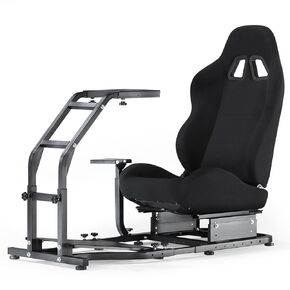 Marada Racing Simulator Cockpit with Black Gaming Seat Fits for Logitech/Thrustmaster/Fanatec G29 G920 G923 T300RS T150 xbox Adjustable Car Driving Stand,Not Included Steering Wheel, Pedal & Shifter