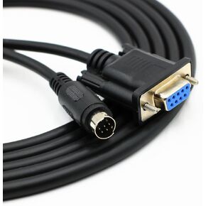 MD8 Mini DIN 8-Pin Male to DB9 9-Hole Female Com Port RS232 Cable for Weinview TK Touch Screen and Delta XINJE PLC(2 Meters)