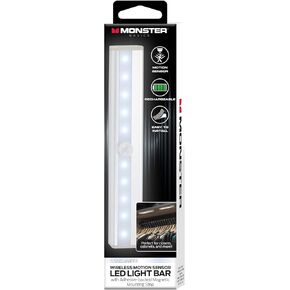 XTREME DIGITAL LIFESTYLE ACCESSORIES Monster Rechargeable White USB-Powered Light Bar, Adhesive Backing, Motion Sensors, Wire Free, Easy Installation