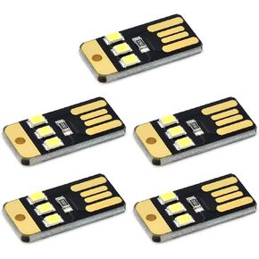 5Pcs Pocket Card USB Power LED Keychains Night Light 0.2W USB LED Bulb Book Light for Laptop PC Powerbank