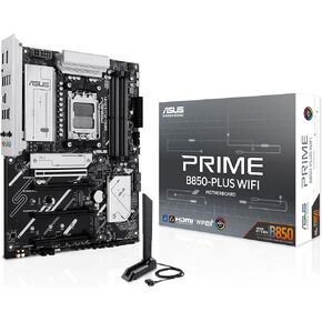 ASUS Prime B850-PLUS WiFi AMD AM5 AMD B850 ATX Motherboard, DDR5, PCIe 5.0 Ready, 3X M.2, Wi-Fi 6E, 2.5Gb LAN, DisplayPort, HDMI™, USB 10Gbps Type-A & Type-C®, BIOS Flashback™, Aura Sync, AI Advisor