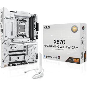 ASUS X870 MAX GAMING WIFI7 W AMD AM5 ATX Motherboard, 8-layer White PCB, 12+2+1 80A DrMOS, DDR5, PCIe 5.0 x16 Q-Release, 3x M.2, Wi-Fi 7 Q-Antenna, USB4® Type-C®, 2.5Gb LAN, BIOS FlashBack™, Aura Sync