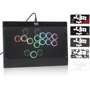 Haute42 Leverless Controller Arcade Stick: Magnetic Leverless Arcade Stick with RGB Rims,Premium Black Haute42 C16 Arcade Controller for PC/PS3/PS4/Switch Game with Lock Button Support Hot Swap & SOCD