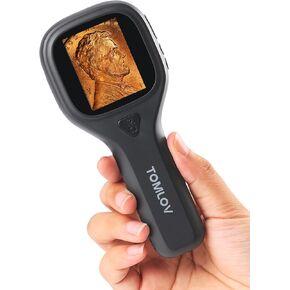 مجهر Tomlov P10 Evo الرقمي العملة مع شاشة 2 "IPS ، 20x مكبّر مضاءة محمولة للبالغين ، و loupe المجوهرات المحمولة ، متوافقة مع Windows/MacOs ، الأسود