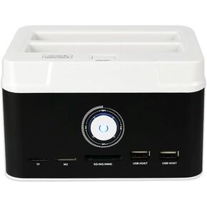 USB 3.0 to SATA Dual Slots Hard Drive Docking Station with USB 2.0 Hub and Card Reader for 2.5 3.5 Inch HDD SSD SATA